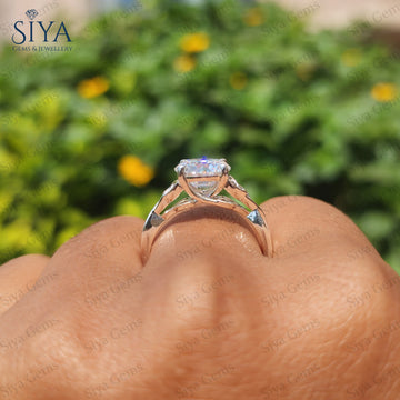 Brilliant Round Cut Moissanite Engagement Ring Vintage 14K Gold Moissanite & Lab Grown Wedding Ring Nature Inspire Ring Promise Ring for Her