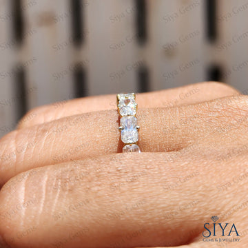 East West Radiant Cut Moissanite Wedding Band 14K Solid Gold Eternity Engagement Band Full Eternity Wedding Band Matching Minimalist Ring