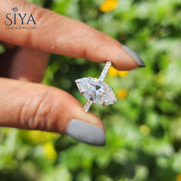 Marquise Cut Moissanit Verlobungsring 14k Gold Tulpenfassung Ring Unikat Verlobungsring Ehering Jahrestag Geschenk für Sie