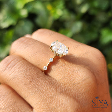 3 Karat ovaler Moissanit-Ring-Set, 14 Karat Gold, Verlobungs- und Ehering für Frauen, Jubiläums-Versprechensring, Geschenk