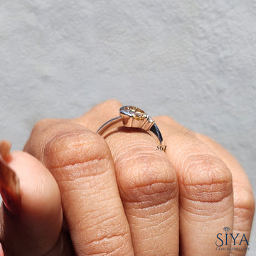 Unique 1CT Portuguese Cut Champagne Moissanite Ring Portuguese Cut Engagement Ring 14K White Gold Ring Bezel Set Ring Anniversary Gift