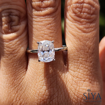 3 Karat Kissenschliff-Moissanit-Solitär-Verlobungsring aus 14 Karat Weißgold, klassisches Design mit verstecktem Halo, Jubiläumsgeschenk für Frauen.