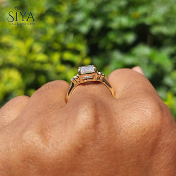 Smaragdschliff Moissanit Verlobungsring Diamant Smaragdschliff Cluster Ring 14k Gold Ehering Vintage Ring für Sie Verlobungsgeschenke