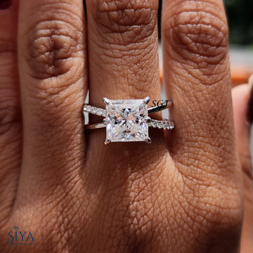 3CT Princess Cut Split Shank Moissanite Engagement Ring14K White Gold Wedding Gifts Solitaire Anniversary Rings For Women.