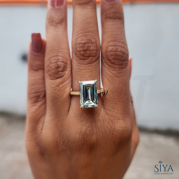 5.49 CT Criss Cut Colored Moissanite Engagement Ring Emerald Cut Wedding Ring14K Gold Cathedral Setting Ring Anniversary Gift Ring.