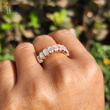 Emerald Diamond Engagement Ring with Comfort Fit Band 1.00CT Moissanite Diamond Wedding Ring Anniversary Ring For Women Promise Ring