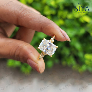 Strahlend geschliffener Cluster-Verlobungsring Strahlend geschliffener Moissanit-Diamantring 14 Karat Massivgold Jahrestagsgeschenk für Sie personalisierte Geschenke