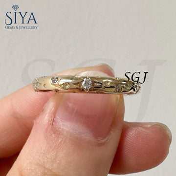 Wedding Band, Unique Flush Set Round Cut Wedding Band, Moissanite Diamond Stackable Band, Anniversary Band For Gifts, Bands For Women