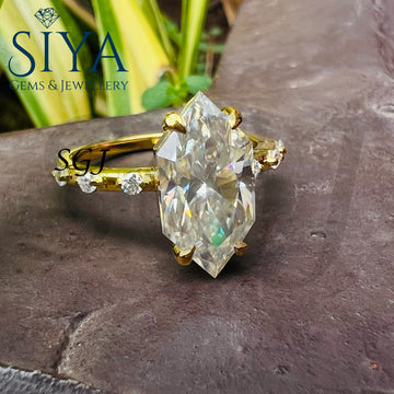 3 CT Dutch Marquise Cut Moissanite Engagement Ring ,Dutch Marquise Moissanite Yellow Gold Ring ,Unique Ring For Anniversary Gifts