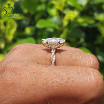 14Kソリッドゴールド 3カラット マーキスエンゲージリング マーキスモアッサナイトリング スプリットシャンクダイヤモンド 結婚指輪 記念日の約束ギフトリング